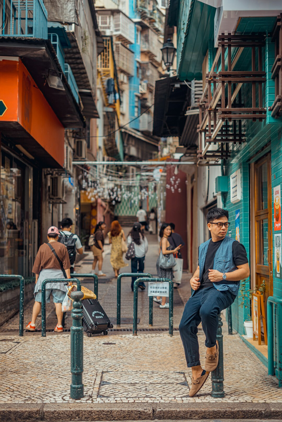 Man being interviewed on a city street