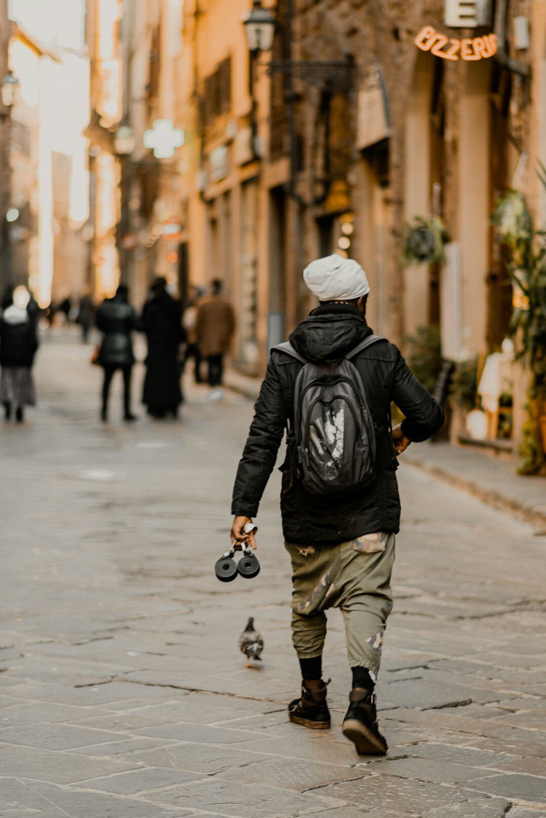 Photographer taking photos in the street