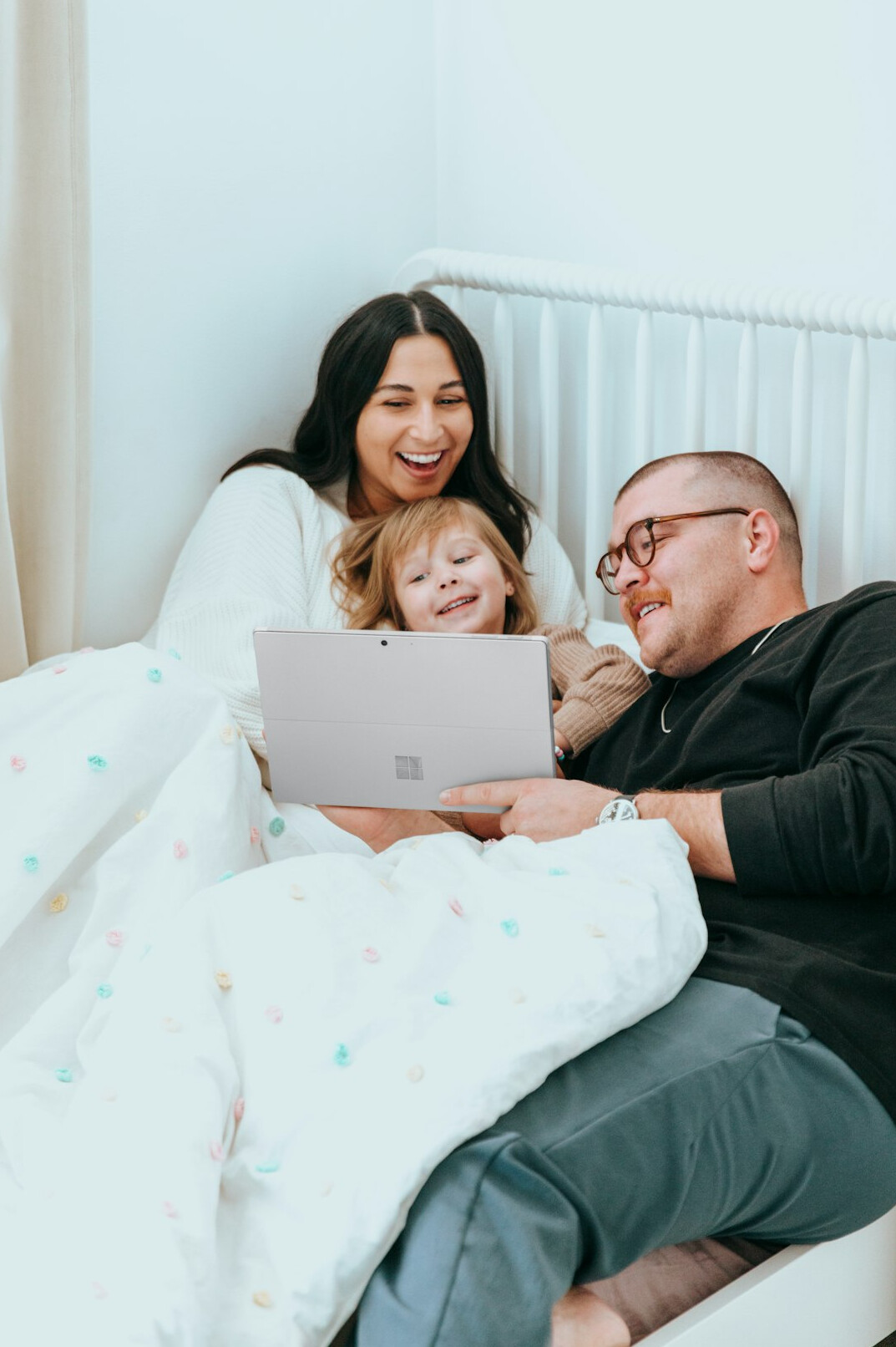 family reading bedtime story