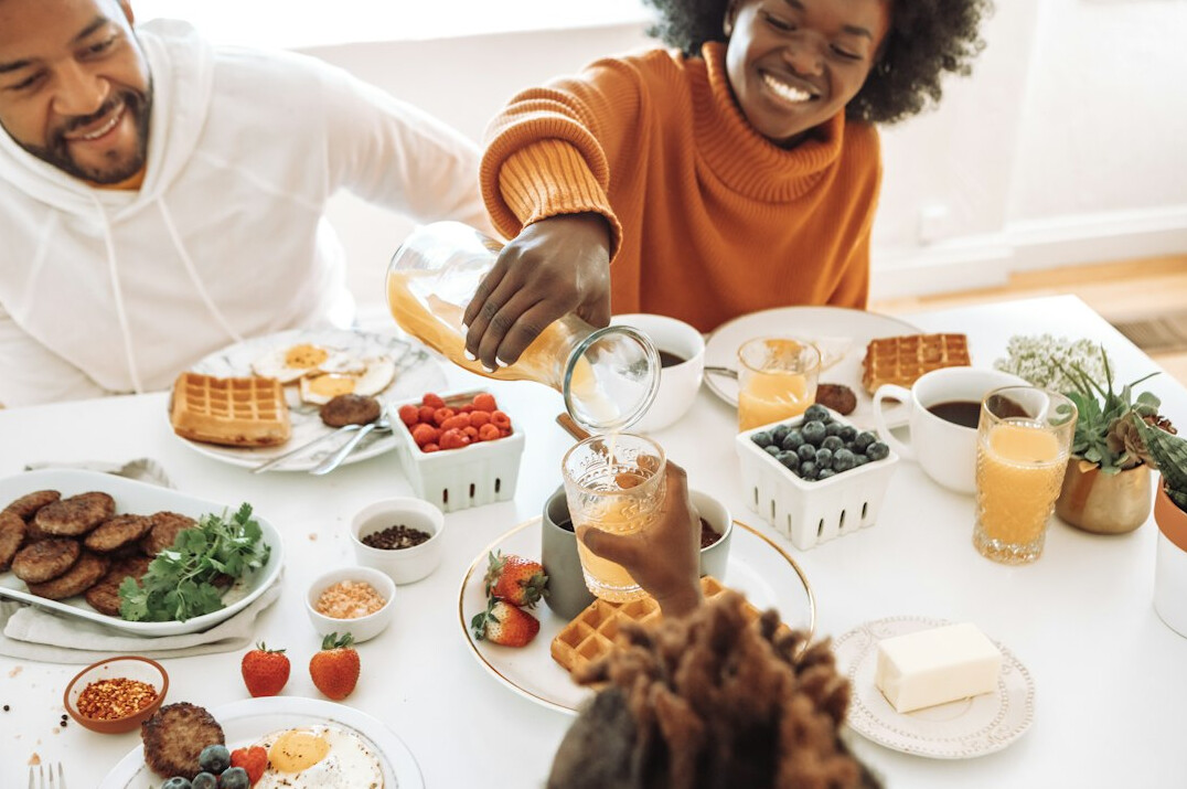 family having breakfast together